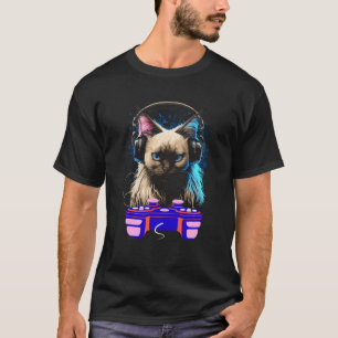 Gamer Balinese Cat Player Animal Video Gamer Men T-Shirt
