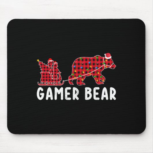 Gamer Bear Sleigh Weihnachtsfamilie Matching Xmas Mousepad (Vorne)
