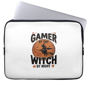 Gamer bei Tag, Hexe bei Nacht, Vintage-Gaming-Desi Laptopschutzhülle