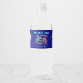 Gamer Birthday Blue Splatter Paint Video Game Wasserflaschenetikett (Vorderseite)