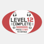 Gamer Birthday oder Abschluss Ovaler Aufkleber (Vorderseite)