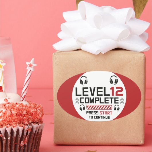 Gamer Birthday oder Abschluss Ovaler Aufkleber (Party)