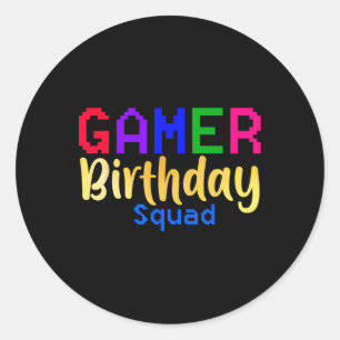 Gamer Birthday Squad Party Happy B-day Video Game Runder Aufkleber