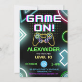 Gamer Boy 10. Neon Geburtstagsparty Einladung (Vorderseite)