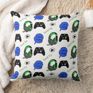 Gamer Boy Blue, Lime Green und Black Kissen