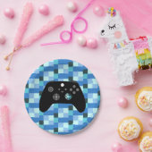 Gamer Boy Blue Pixels Geburtstag Pappteller (Party)