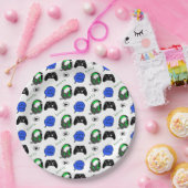 Gamer Boy Blue Pixels Geburtstag Pappteller (Party)