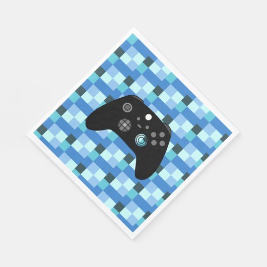 Gamer Boy Blue Pixels Geburtstag Serviette (Ecke)