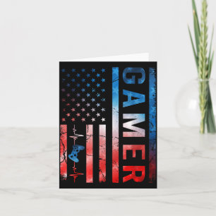Gamer Boy Game Controller Retro USA-Flagge Tie Dye Karte