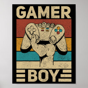 Gamer Boy Gaming Apparel Retro Video Game Outfit T Poster