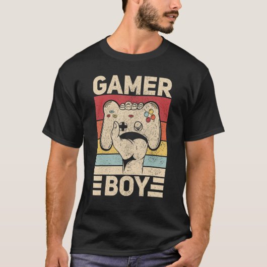 Gamer Boy Gaming Apparel Retro Video Game Outfit T T-Shirt (Vorderseite)