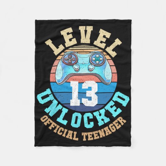 Gamer Boy Level 13 Entsperrtes Videospiel 13. Gebu Fleecedecke (Vorderseite)