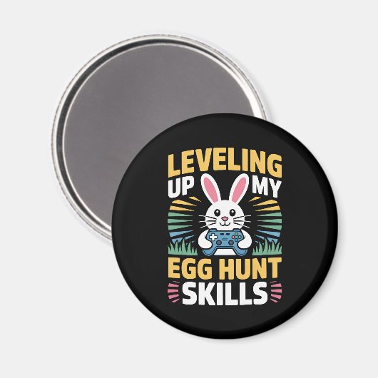 Gamer Bunny Easter Egg Hunt Level Up Magnet (Vorderseite/Rückseite)