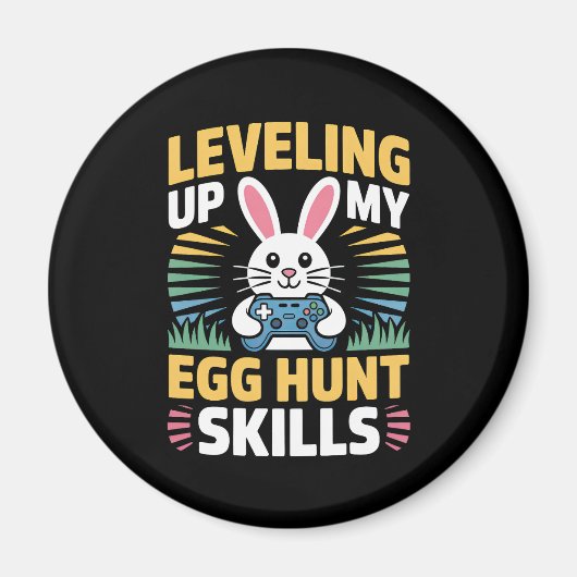 Gamer Bunny Easter Egg Hunt Level Up Magnet (Vorne)