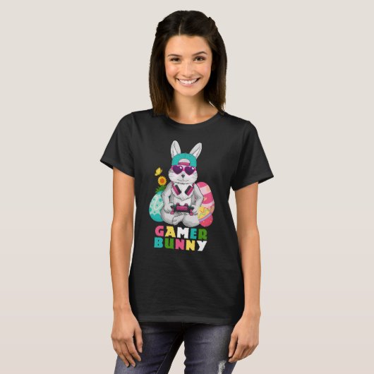 Gamer Bunny Niedlich Oaster Video Game Gaming Boys T-Shirt (Vorne ganz)