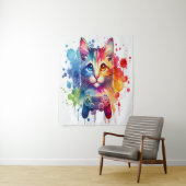 Gamer Cat Delight: Farbiges Wasserfarbband Wandteppich (Beispiel)