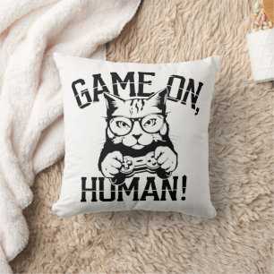 Gamer Cat Design Game On Human - Niedliche lustige Kissen