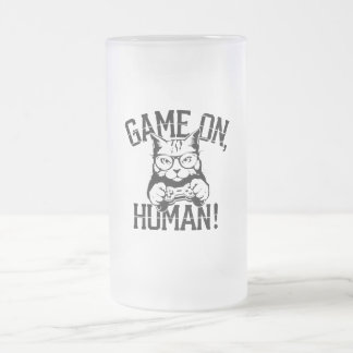 Gamer Cat Design Game On Human - Niedliche lustige Mattglas Bierglas