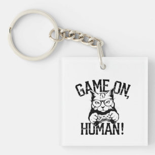 Gamer Cat Design Game On Human - Niedliche lustige Schlüsselanhänger
