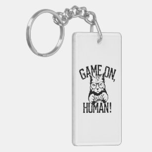 Gamer Cat Design Game On Human - Niedliche lustige Schlüsselanhänger