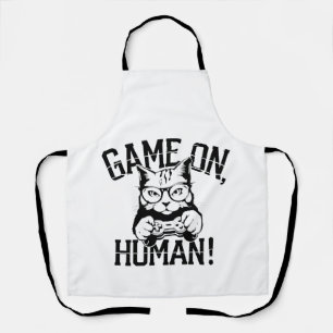 Gamer Cat Design Game On Human - Niedliche lustige Schürze
