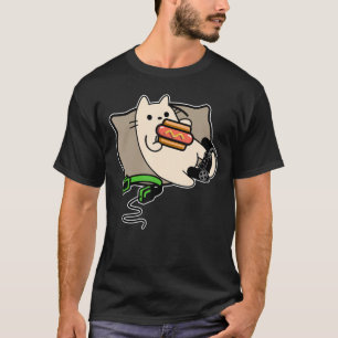 Gamer Cat Eating Hot Dog Loading T-Shirt