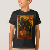 Gamer Cat Eating Ramen Japanese Style T-Shirt (Vorderseite)