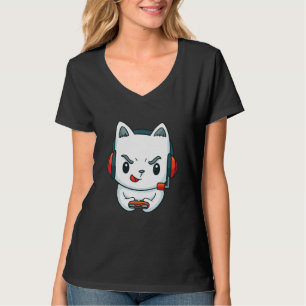 Gamer Cat Gaming Kitten Kopfhörer T-Shirt