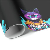Gamer Cat, Kitten mit Spiel Controller Animation S Geschenkpapier (Rolleneckpunkt)