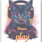 Gamer Cat Level Up Aufkleber (Vorderseite)