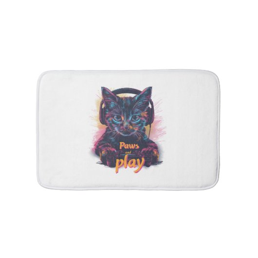 Gamer Cat Level Up Badematte (Vorderseite)