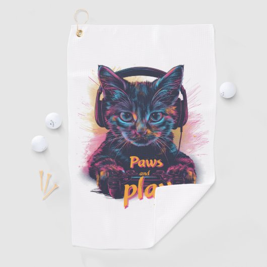Gamer Cat Level Up Golfhandtuch (Insitu)