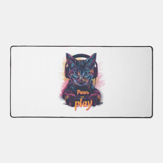 Gamer Cat Level Up Schreibtischunterlage (Vorderseite)