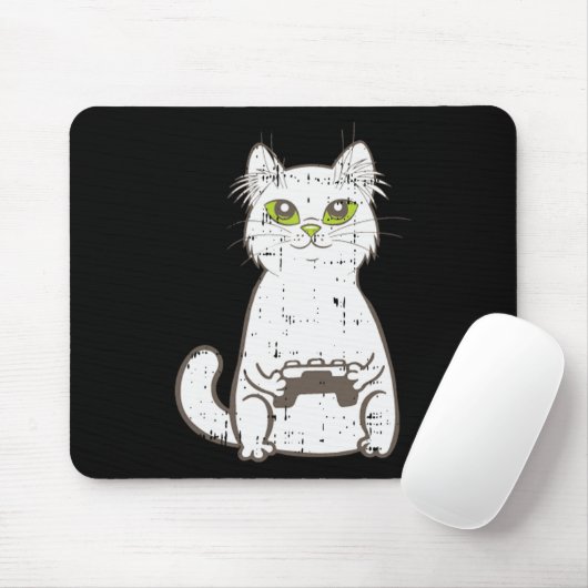 Gamer Cat Video Game Controller Niedlich Gaming Ge Mousepad (Mit Mouse)