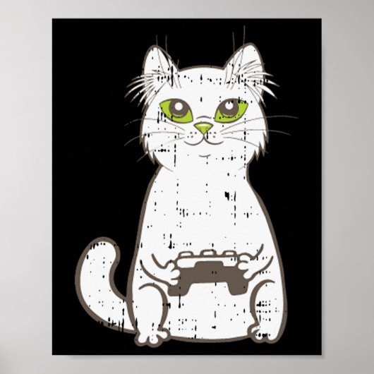 Gamer Cat Video Game Controller Niedlich Gaming Ge Poster (Vorne)