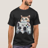 Gamer Cat Video Game Controller Niedlich Kitten Ca T-Shirt (Vorderseite)