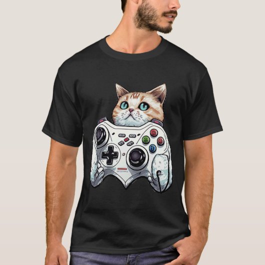 Gamer Cat Video Game Controller Niedlich Kitten Ca T-Shirt (Vorderseite)
