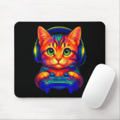 Gamer Cat Video Games Boys Teen Men Girls Funny Ca Mousepad (Mit Mouse)