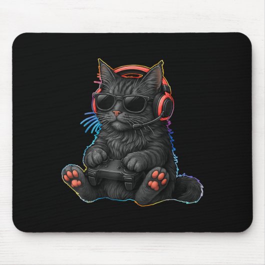 Gamer Cat Video Games Boys Teen Men Girls Funny Ga Mousepad (Vorne)