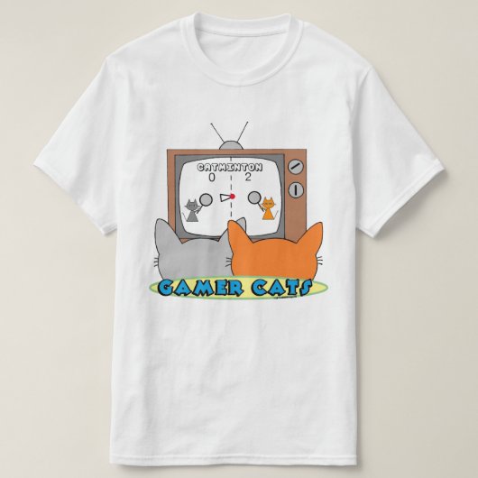 GAMER CATS Retro Nostalgisches Videospiel T-Shirt (Design vorne)