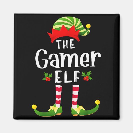 Gamer Christmas Elf Matching Pajama X-mas Party Magnet (Vorne)