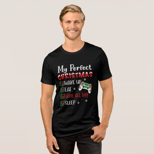 Gamer Christmas Funny Eat Sleep Game Tri-Blend Shirt (Vorderseite voll)
