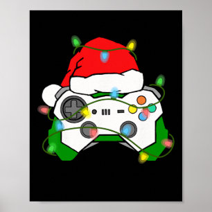 Gamer Christmas Gaming Weihnachtsmannmütze Video G Poster