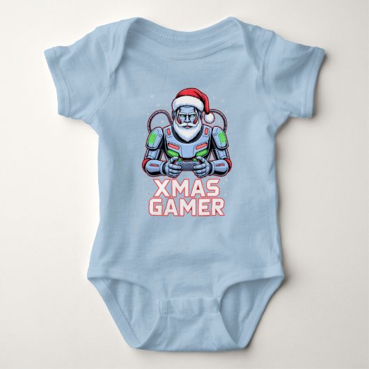 Gamer Christmas Gifts Cyber Santa Robot Xmas Gamer Baby Strampler (Vorderseite)