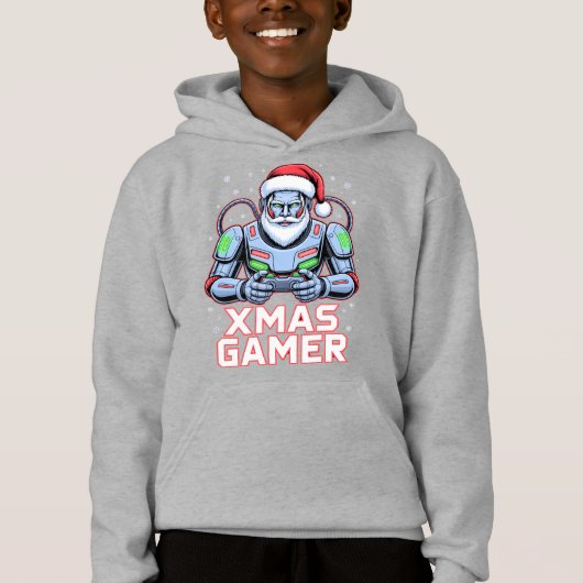 Gamer Christmas Gifts Cyber Santa Robot Xmas Gamer Hoodie (Vorderseite)