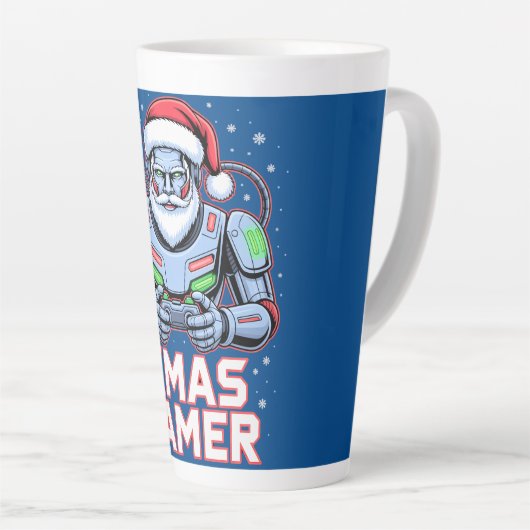 Gamer Christmas Gifts Cyber Santa Robot Xmas Gamer Milchtasse (Rechte Ecke)