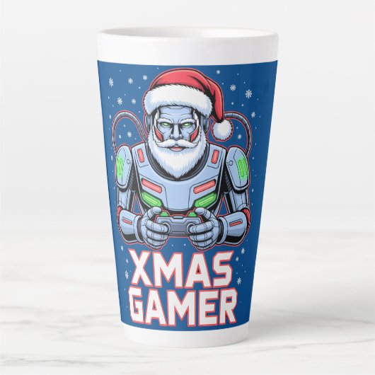 Gamer Christmas Gifts Cyber Santa Robot Xmas Gamer Milchtasse (Vorderseite)