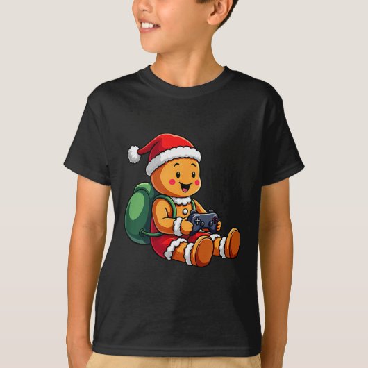 Gamer Christmas Pajamas Kids Boys Christmas Ginger T-Shirt (Vorderseite)