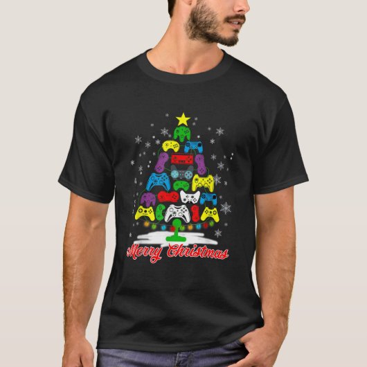 Gamer Christmas Tree Matching Family Ornament T-Sh T-Shirt (Vorderseite)