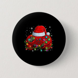 Gamer Christmas Video Game Weihnachtsmannmütze Lig Button